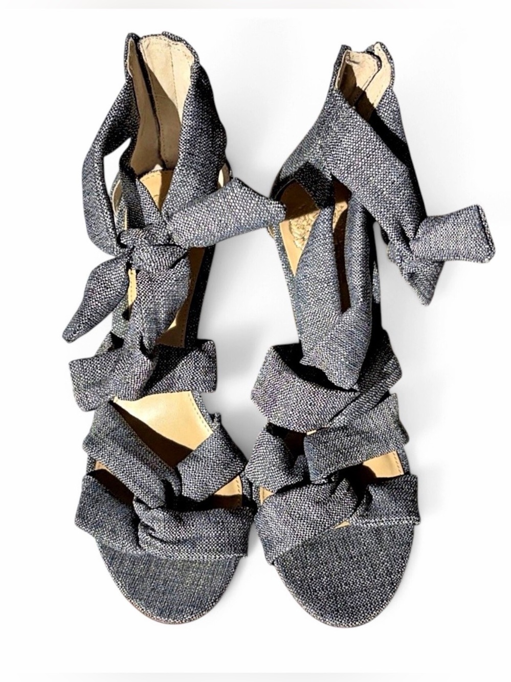 Vince Camuto Gray Bow Strappy Heeled Sandals Size 7.5